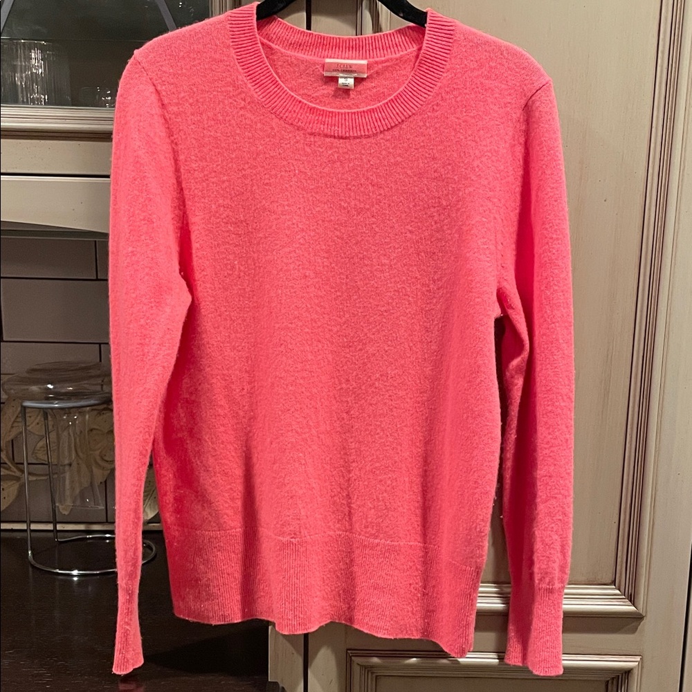 J. Crew 100% cashmere Bright Pink/Melin Sweater